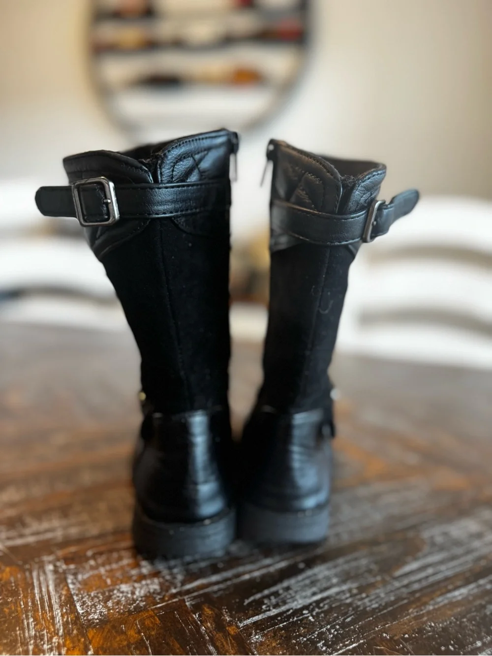 Girls' Black Moto Boots - Size 11